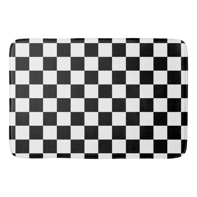 Tapis De Bain Damier noir et blanc élégant  (Devant)