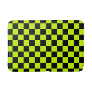 Tapis De Bain Damier noir et vert acide
