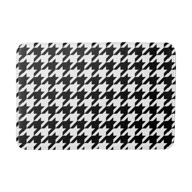 Tapis De Bain Damier pied de poule noir et blanc (Devant)