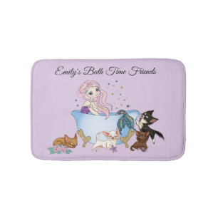Tapis de bain d'amis de sirène et de chiwawa