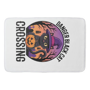 Tapis De Bain Danger Halloween Chat Noir Traverse