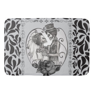 Tapis De Bain Danse de mariage du couple d'amoureux squelettes