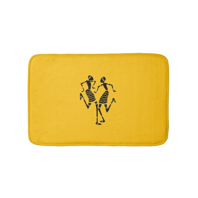 Tapis De Bain Danseurs de silhouette d'art africain (Devant)