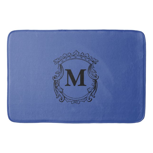 Tapis De Bain Dark Blue Custom Monogram Crest (Devant)