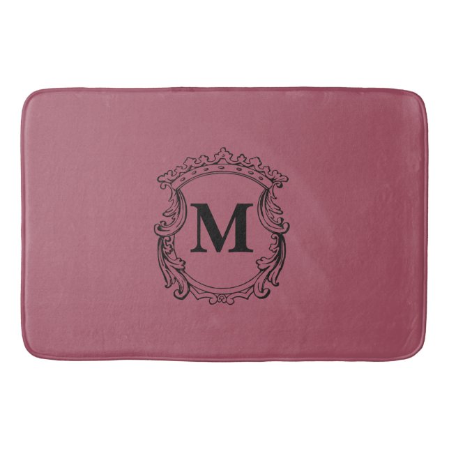Tapis De Bain Dark Rose Custom Monogram Crest (Devant)