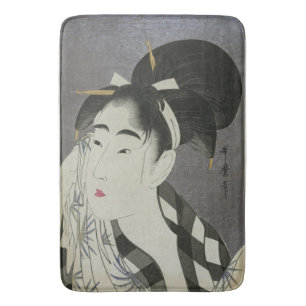 Tapis de bain d'art d'Ase O Fuku Onna de Kitagawa