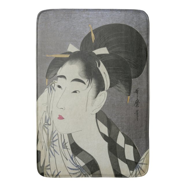 Tapis de bain d'art d'Ase O Fuku Onna de Kitagawa (devant Vertical)