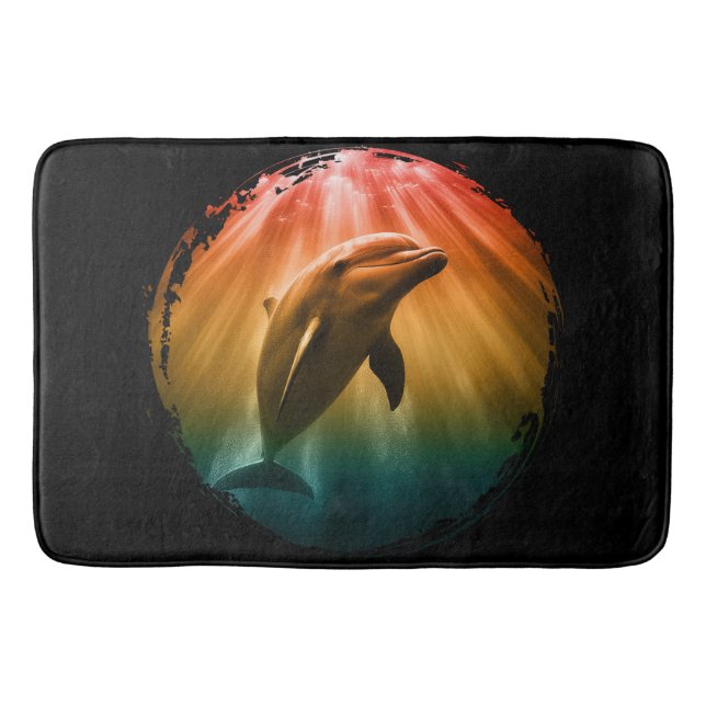 Tapis De Bain dauphin été mer océan coucher de soleil  (Devant)