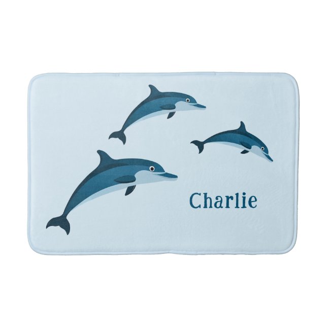 Tapis De Bain Dauphins bleu mignon Bain Mat (Devant)