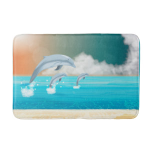 Tapis De Bain dauphins faisant des sauts dans l'océan