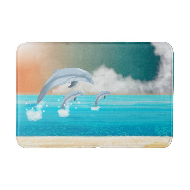 Tapis De Bain dauphins faisant des sauts dans l'océan   (Devant)