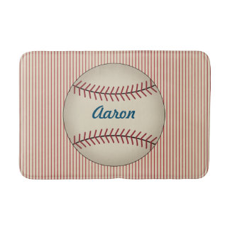 Tapis de bain de baseball personnalisé vintage rou