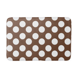 Tapis de bain de brun et blanc grand de polka de