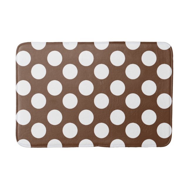 Tapis de bain de brun et blanc grand de polka de (Devant)