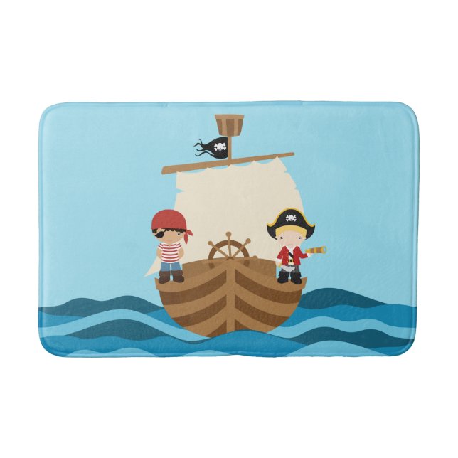 Tapis de bain de garçon de bateau de pirate (Devant)