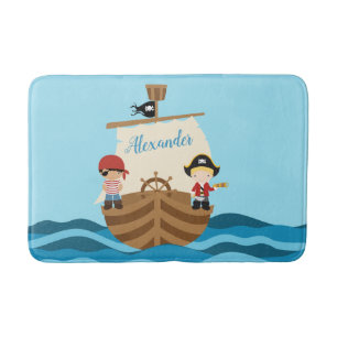 Tapis de bain de garçon de bateau de pirate