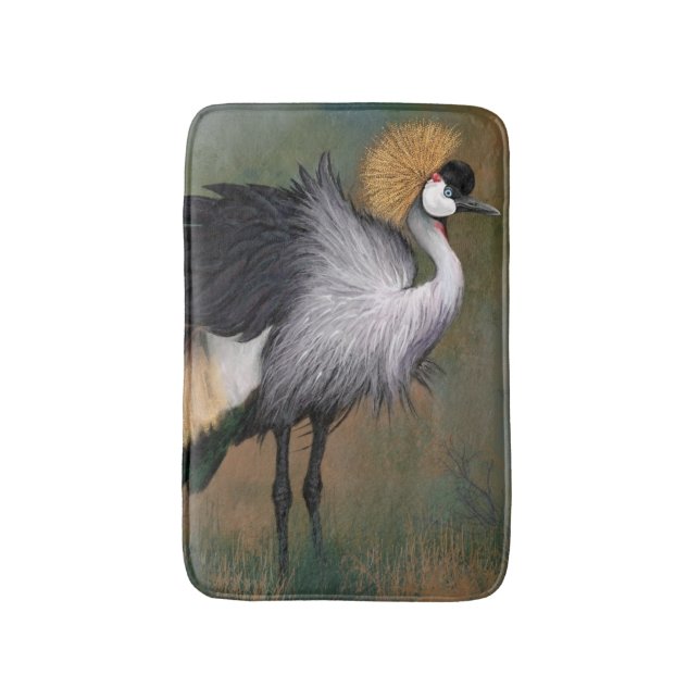 Tapis de bain de Grue couronnée de gris (Devant (Vertical))