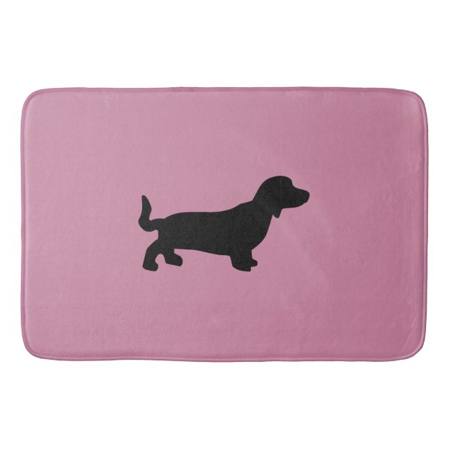 Tapis de bain de rose de silhouette de teckel (Devant)