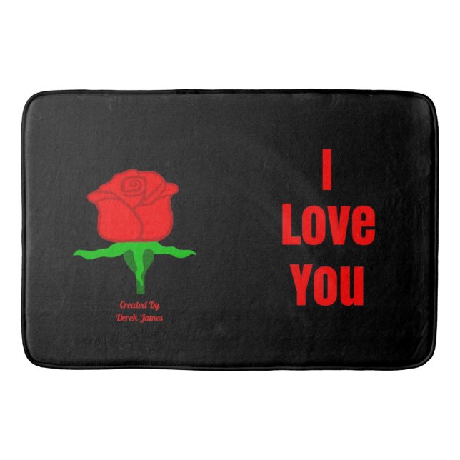 Tapis de bain de rose rouge je t'aime (Devant)