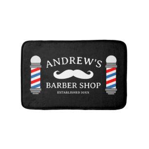 Tapis de bain de salon de coiffure rétro avec logo