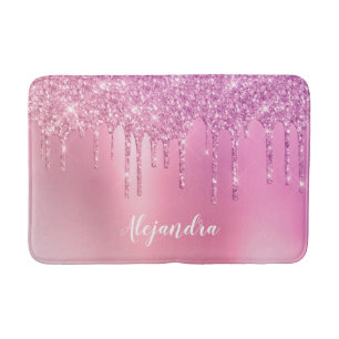Tapis De Bain De superbes gouttes d'or rose rose et de parties s
