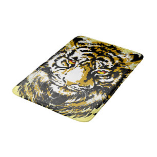 Tapis de bain de tigre réaliste - Dessin de tête d