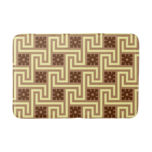 Tapis De Bain Déco Clé grecque, Tan, Brown et Jaune