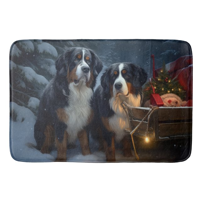 Tapis De Bain Décor de Noël Bernese Mountain Snowy (Devant)