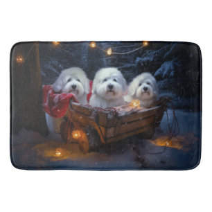 Tapis De Bain Décor de Noël Coton De Tulear Snowy Sleigh
