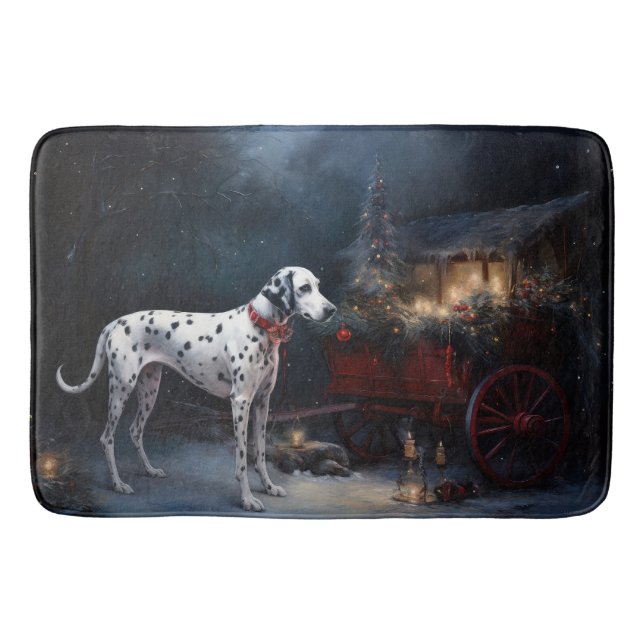 Tapis De Bain Décor de Noël Dalmatien enneigé  (Devant)