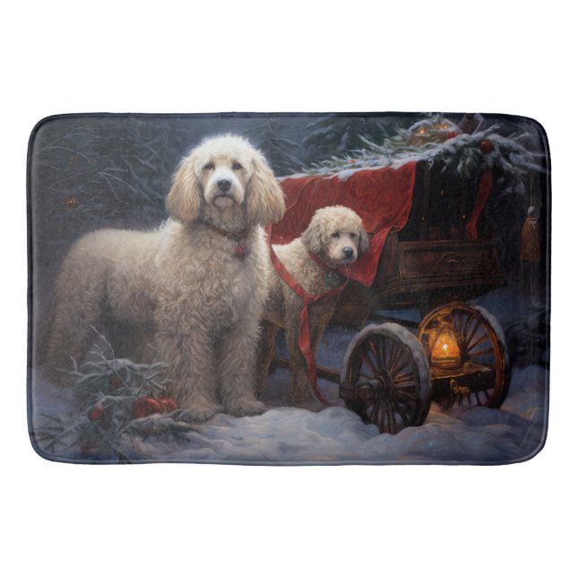Tapis De Bain Décor de Noël de caniche Snowy (Devant)