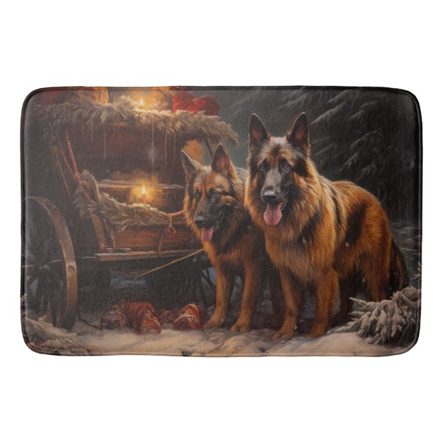 Tapis De Bain Décor de Noël du berger belge Snowy Sleigh (Devant)