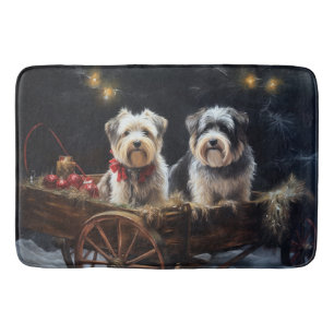 Tapis De Bain Décor de Noël du Biewer Terrier Snowy Sleigh