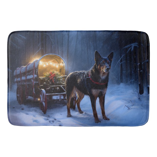 Tapis De Bain Décor de Noël Kelpie Snowy Sleigh (Devant)
