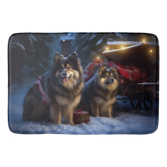 Tapis De Bain Décor de Noël Lapphund Snowy Sleigh (Devant)