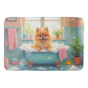 Tapis De Bain Décor de salle de bain Poméranien pelucheux pour l