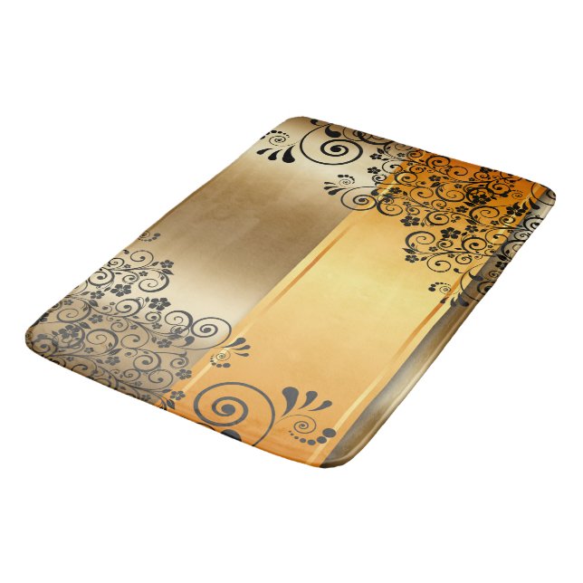 Tapis De Bain Décor floral noir (Angle)
