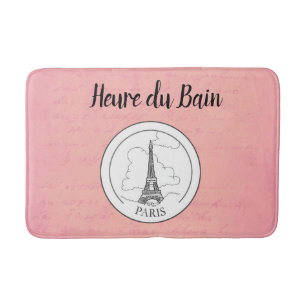 Tapis De Bain Décor parisien de Tour Eiffel français rose mign