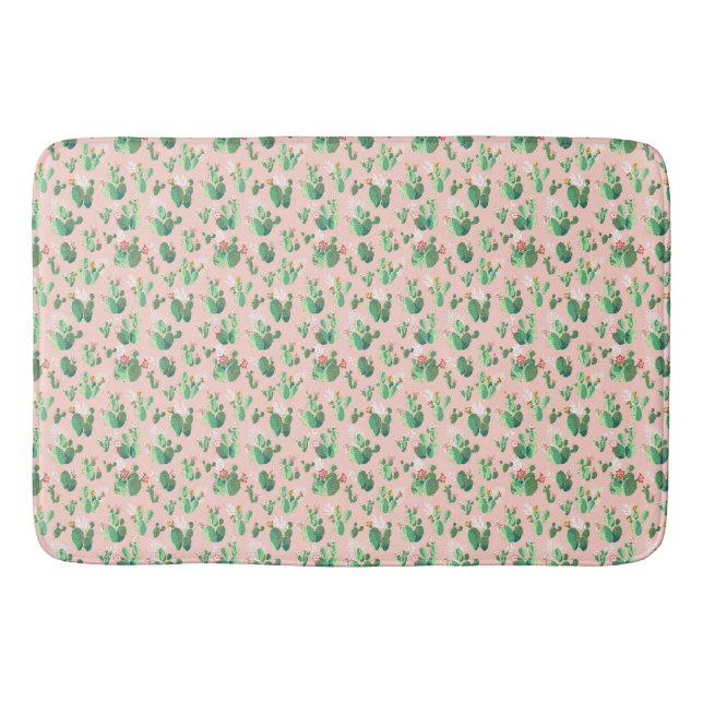 Tapis de bain décoratif Cactus rose et sarcelle Su (Devant)