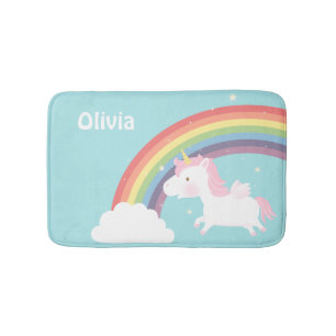 Tapis De Bain Décoration de chambre de filles licorne arc-en-cie
