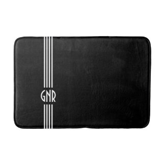 Tapis De Bain ~ décoré d'un monogramme Deco noir et blanc