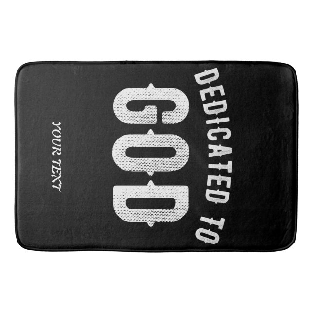 TAPIS DE BAIN DÉDIÉ À DIEU PERSONNALISABLE COOL TEXTE BLANC (Devant)