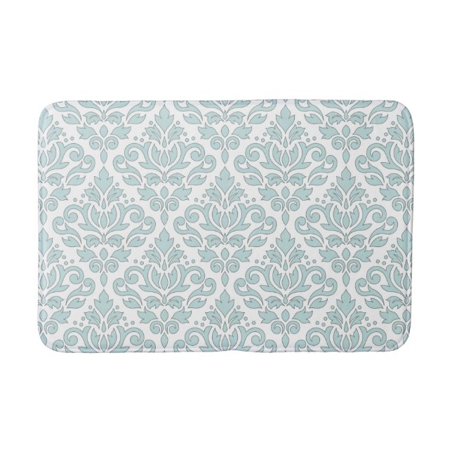 Tapis De Bain Défiler Damask Big Ptn Gris Line Canard Oeuf Bleu  (Devant)