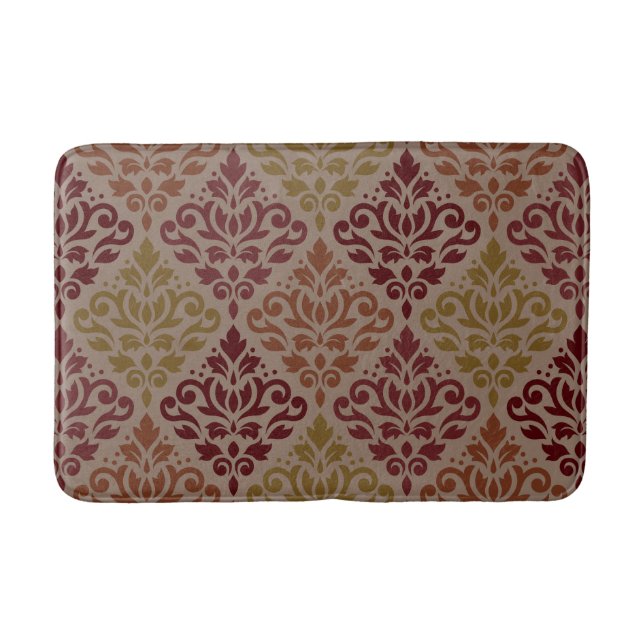 Tapis De Bain Défiler Damask Big Ptn Reds Orange Gold Taupe (Devant)