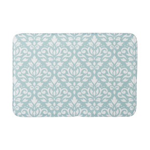 Tapis De Bain Défiler Damask Big Ptn White sur Duck Egg Blue (B)