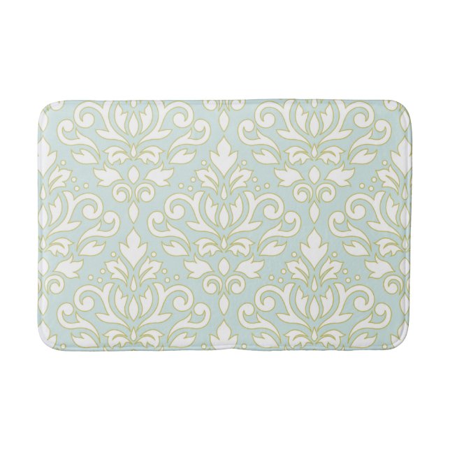 Tapis De Bain Défiler Damask Lg Ptn (contour) Wt Gld Lt Turquois (Devant)