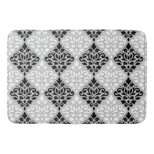 Tapis De Bain Défiler Damask Ptn B&W sur Grey