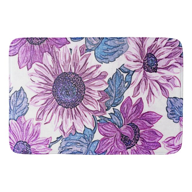 Tapis de bain Délice Floral Violet et Bleu (Devant)