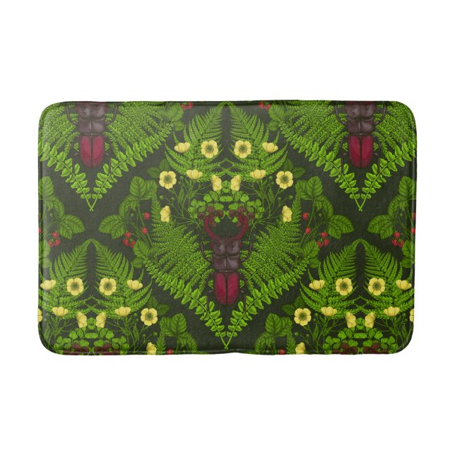 Tapis De Bain Dendroctones et fougères, feuilles verts (Devant)