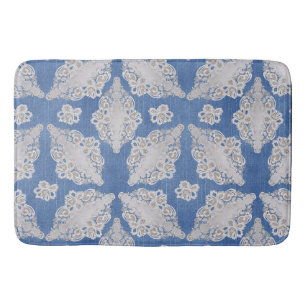 Tapis De Bain Denim avec Motif de répétition de dentelle